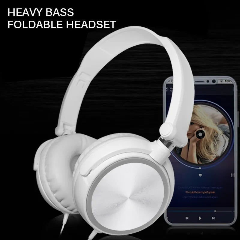 Wired Headphones 3.5mm Jack Bass Stereo Foldable With Microphone Adjustable Headphones Suitable For Pc Mp3 Mobile Headphones