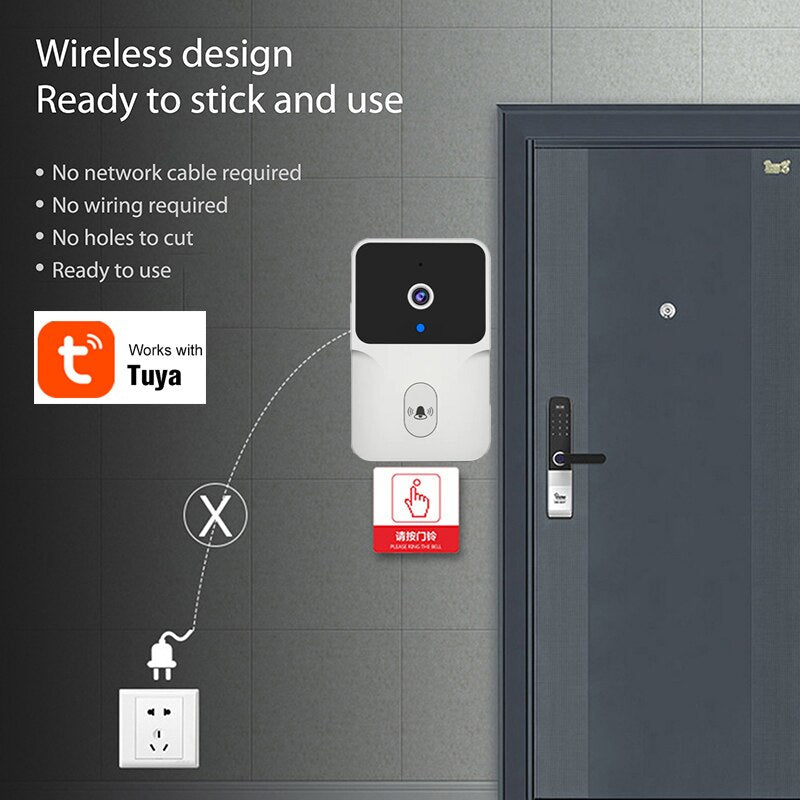 Tuya Video Doorbell Wireless HD Camera PIR Motion Detection IR Alarm Security Door Bell WiFi Intercom for Home Apartment