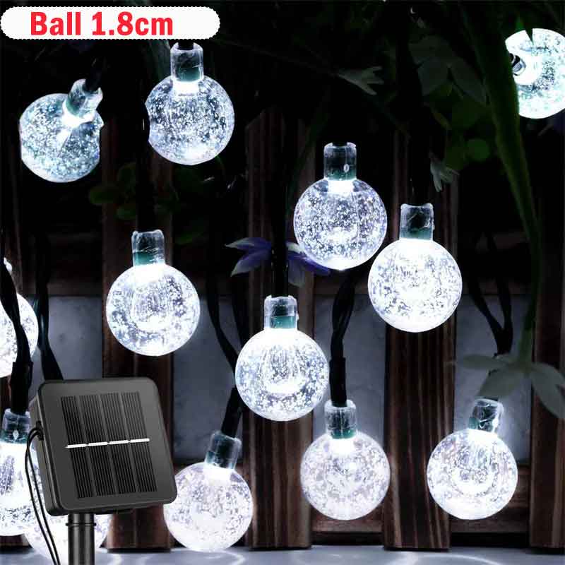 Waterproof Solar String Outdoor 100 LED Crystal Globe Lights Various Colours