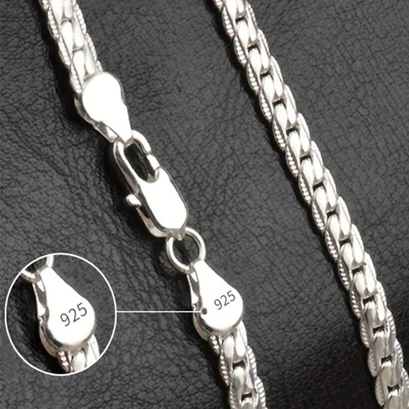 20-60cm Silver Luxury Brand Design 6mm Necklace Chain Uni-sex