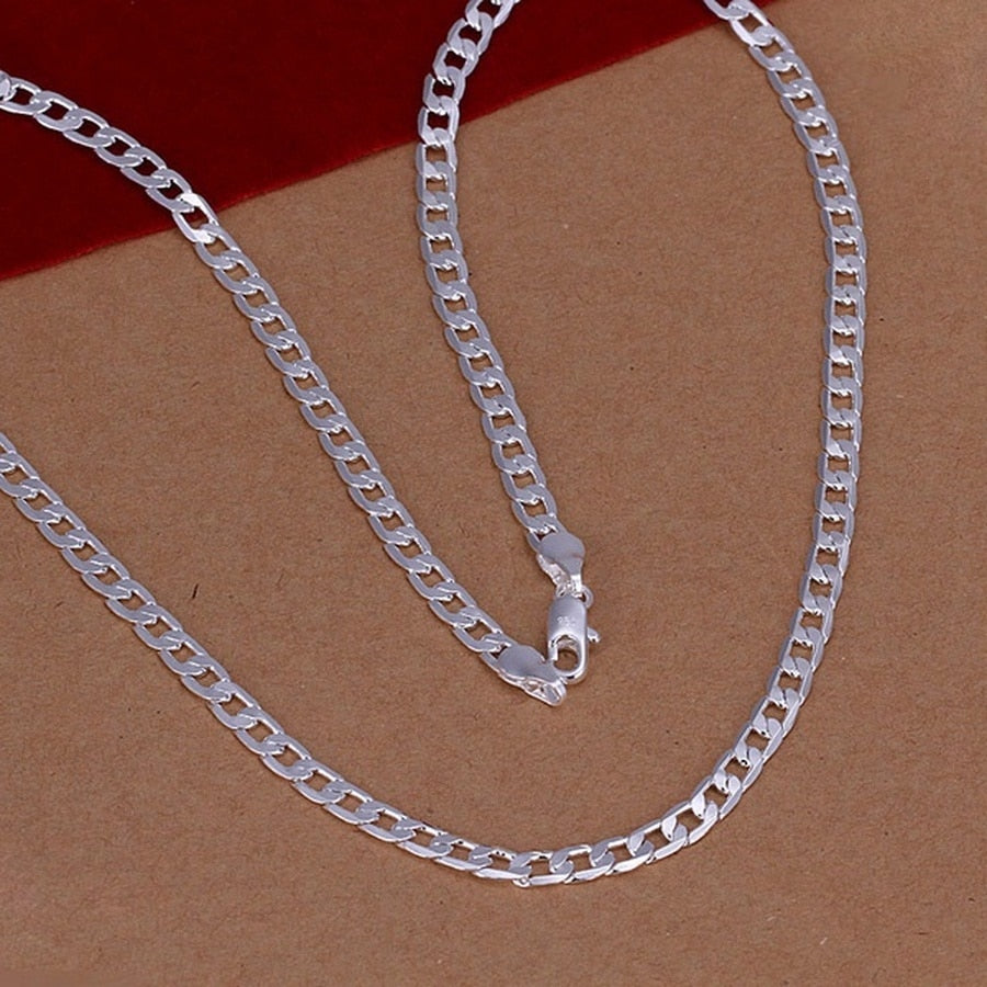 16-30Inch Silver Luxury 4MM Mens/Womens Chain Necklace