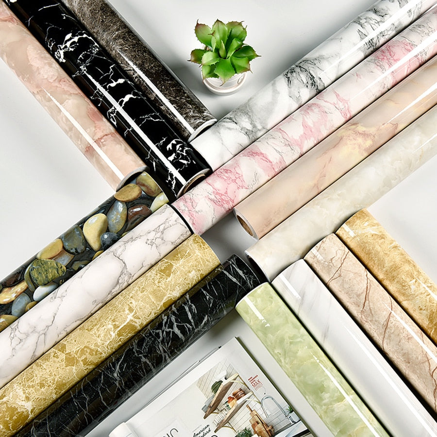 40cm Width Marble Self Adhesive Vinyl Waterproof Wallpaper Vinyl Wall Stickers Various Designs And Colours