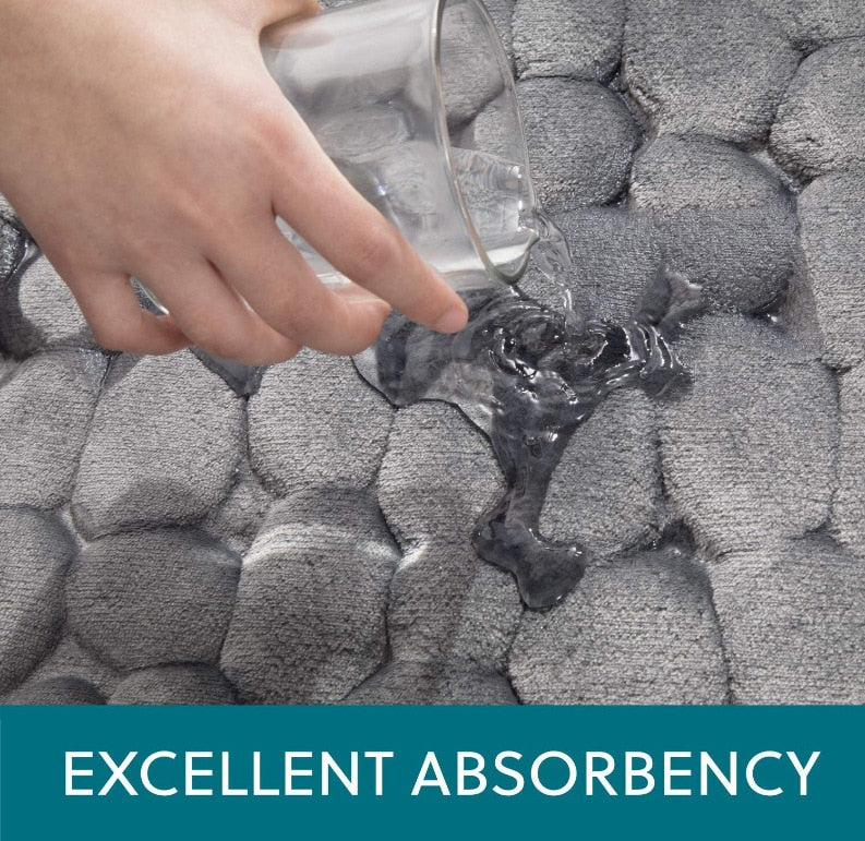 Memory Foam Embossed Velvet Non-Slip Cobblestone Rug