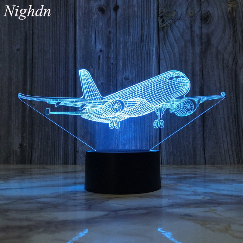 Airplane 3d Night Light Usb Plug-in Touch Table Nightlight Lamp