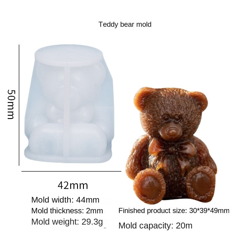 Silicone Mold Bear Shape Ice Cube Maker Chocolate Cake Mould Candy Dough Mold For Coffee Milk Tea Whiskey Ice Mold