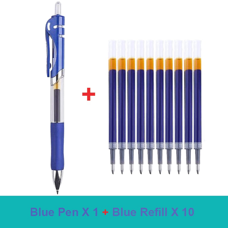 18/30PCS Gel Pen Set School supplies Black Blue Red ink Color 0.5mm Ballpoint pen Kawaii pen Students School Office Stationery