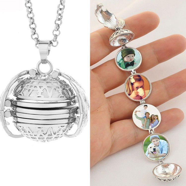 Multi-Layer Wings Photo Box Album Necklace
