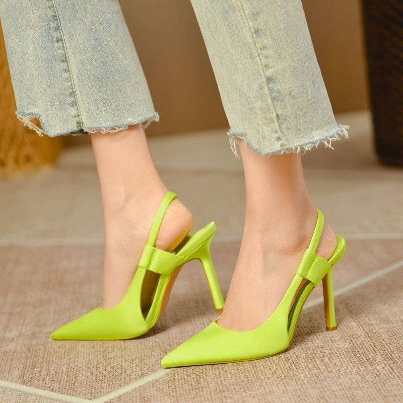 Womens High Heel Slingback Pumps Various Colours