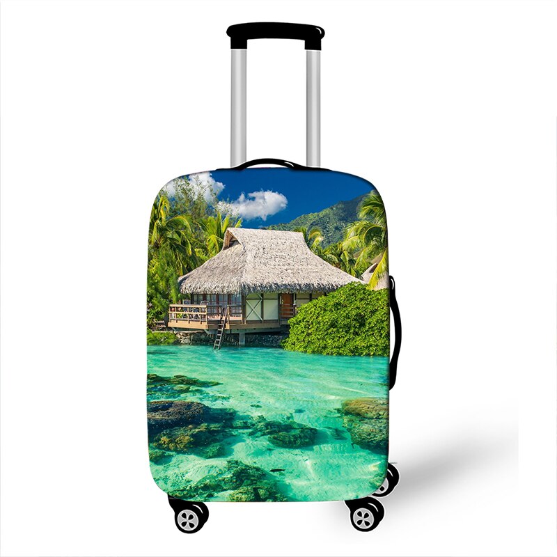 3D Tropical Beach Print Luggage Cover for Travel Holiday style Suitcase Covers Elastic Travel Trolley Protective Case Cover