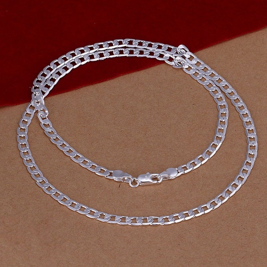 16-30Inch Silver Luxury 4MM Mens/Womens Chain Necklace
