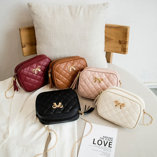 Womens Embroided Rhombus Shoulder Bag