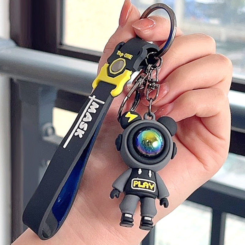 Cute PVC Colorful SpaceBear Keychain Handmade