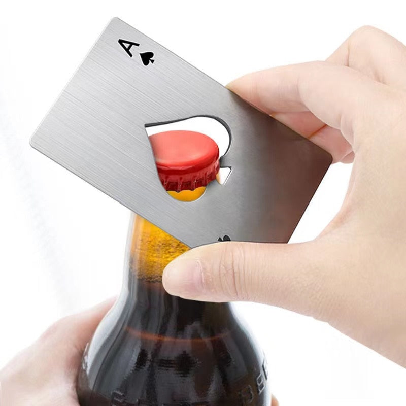 Stainless Steel Beer Bottle Opener Poker Card Ace Of Spades