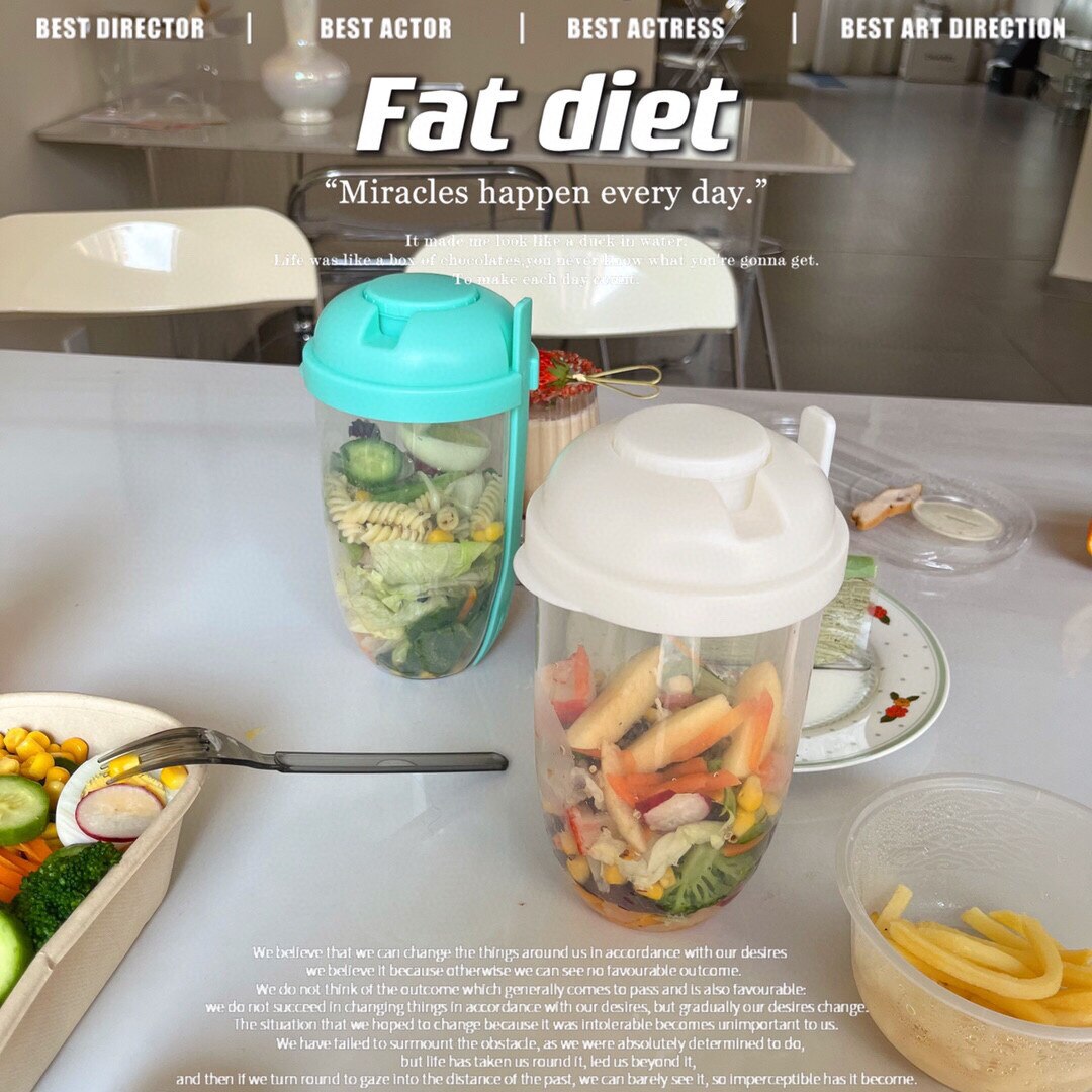 Portable Bottle Salad Container Bottle-Shaped Bento Salad Bowl For Lunch Salad Box With Fork Salad Bowl