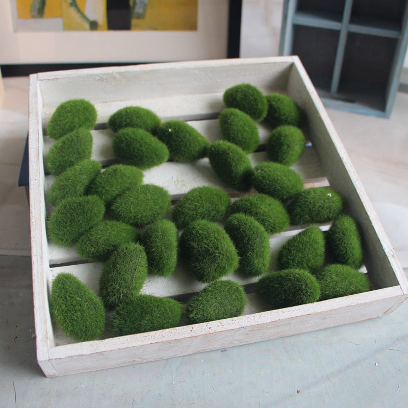 6Pcs Artificial Fake Moss Stones