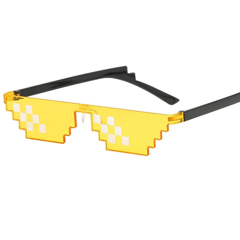 New Thug Life Mosaic Glasses Lady Sunglasses for Mens Womens 8 Bit Coding Pixel Trendy Cool Vintage Shades Eyewear 2023