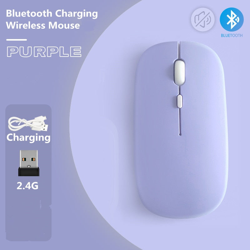 Macaron Rechargeable Wireless Bluetooth Mouse 2.4G USB For Android/Windows/Apple