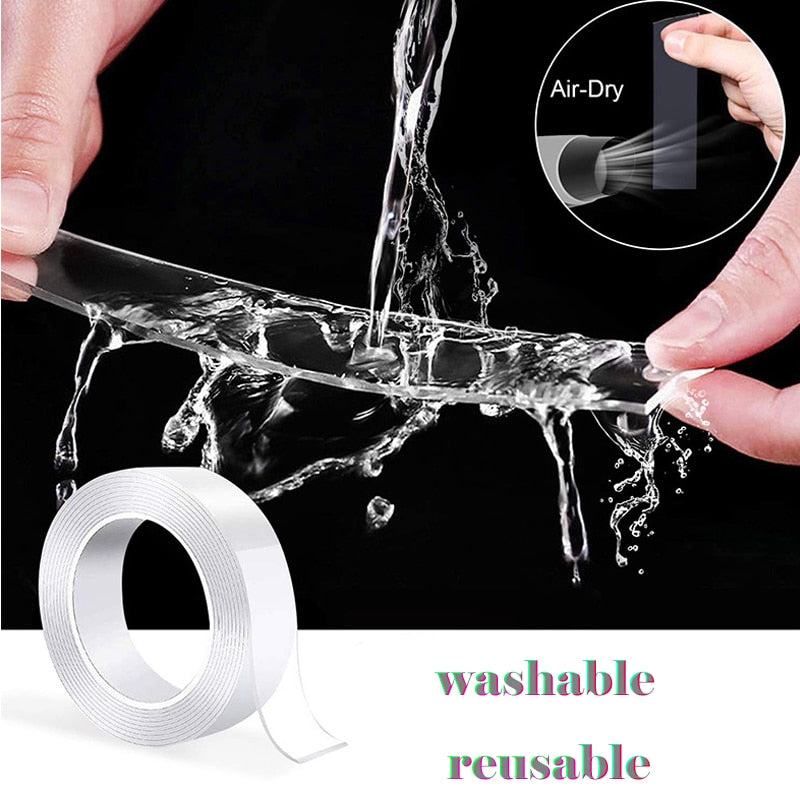 Super Strong Double Sided Adhesive Tape Washable Reusable Waterproof  Transparent double tape Suit for Kitchen Bathroom Supplies