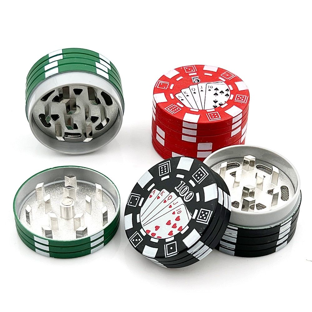 Poker Chip Tobacco Grinder 3 Layer Style Spice Cutter 40mm Herb Cutter Smoking Accessories Gadget Tool