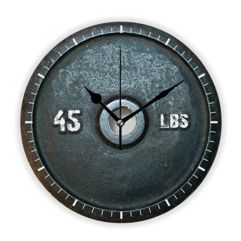 Time To Lift Barbell Plate Workout Wall Clock
