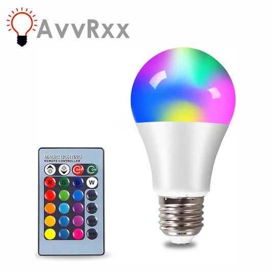E27 LED RGB Lamp Spotlight Bulb AC 85-265V Bombillas LED 4W 10W 15W IR Remote Control Led Bulb Smart Led RGB