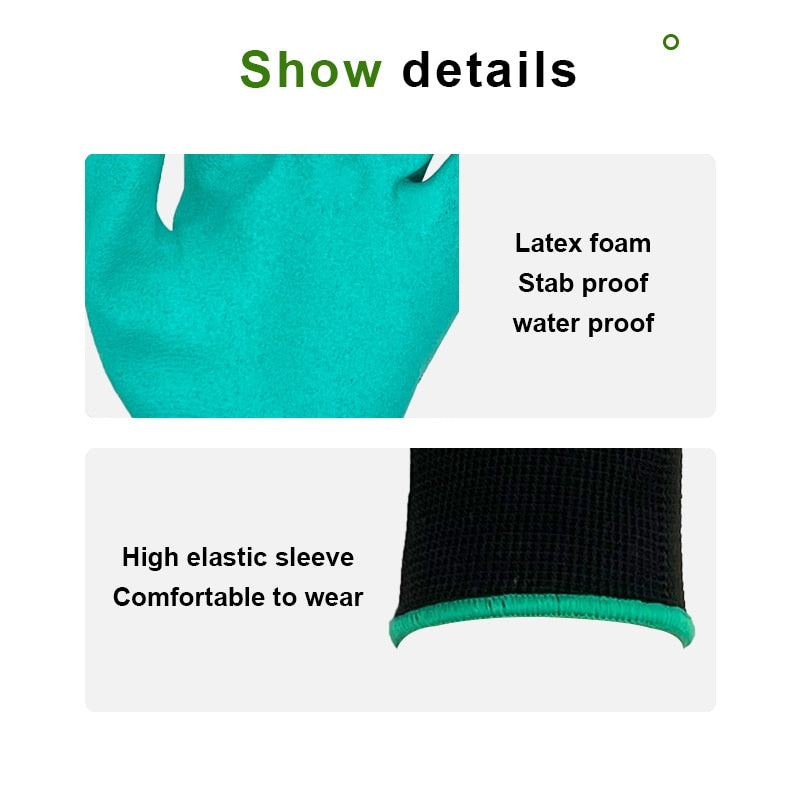 Garden Digging gloves with Labor claw Rubber Gardening dig planting waterproof outdoor Grass Pull l work  ABS Plastic 4/8 claw
