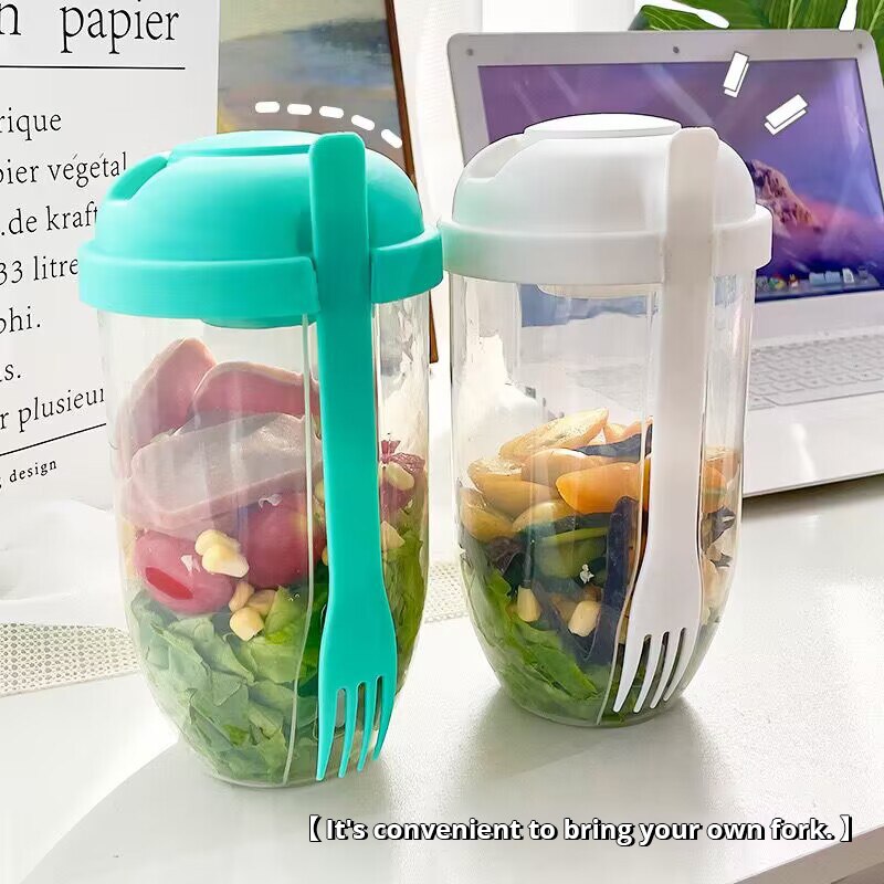Portable Bottle Salad Container Bottle-Shaped Bento Salad Bowl For Lunch Salad Box With Fork Salad Bowl