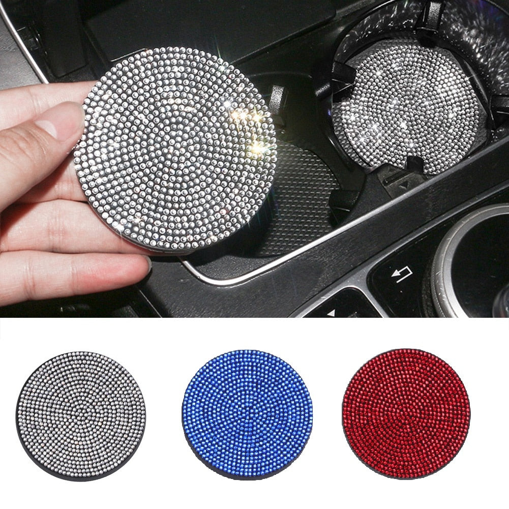 Diamond Car Accessories Coaster Water Cup Slot Non-Slip Mat Silica Gel Pad Cup Holder Mat