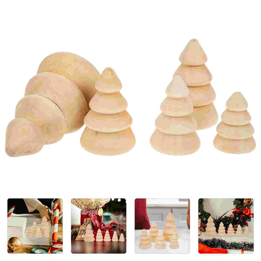 5 Pcs Crafts Wooden Christmas Tree Table Top Decor
