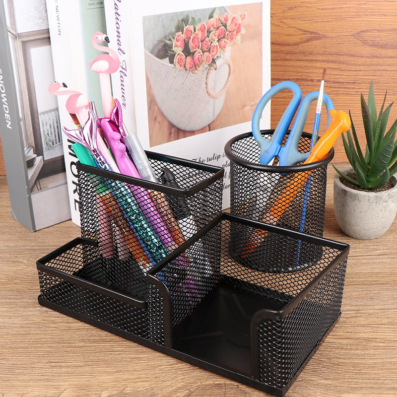 Black Mesh Stationary Desk Organiser