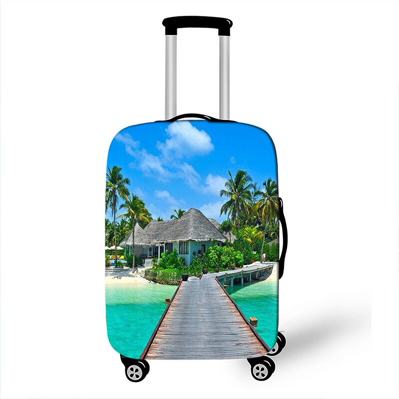 3D Tropical Beach Print Luggage Cover for Travel Holiday style Suitcase Covers Elastic Travel Trolley Protective Case Cover