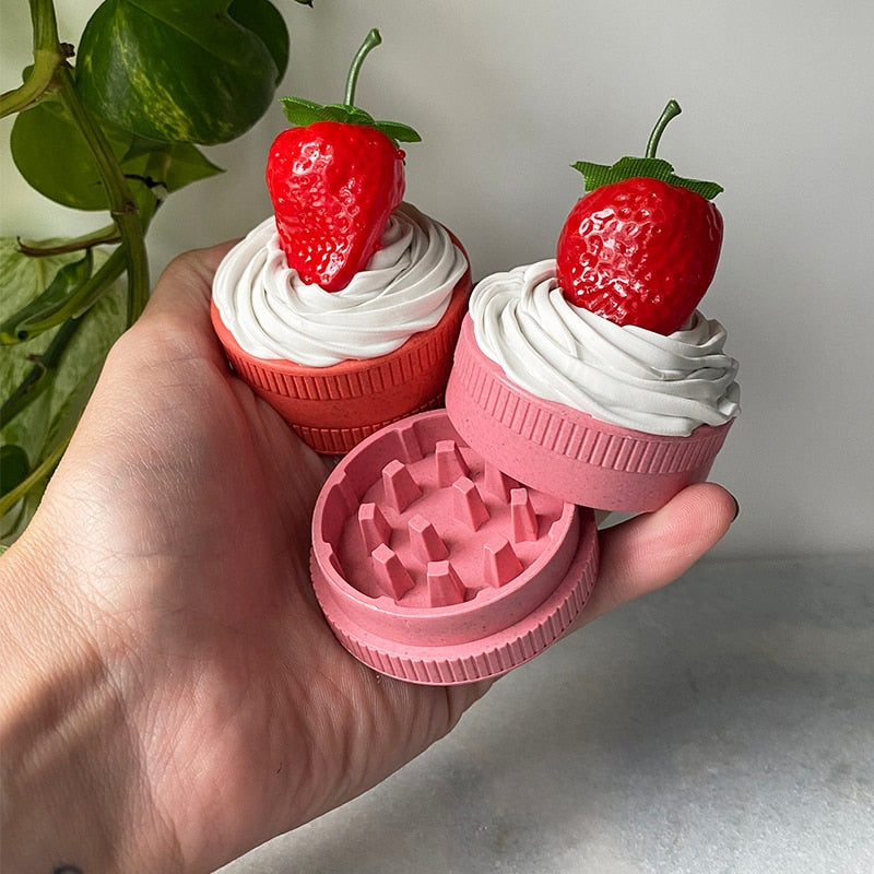 2 Layer Strawberry Cupcake Herb Grinder