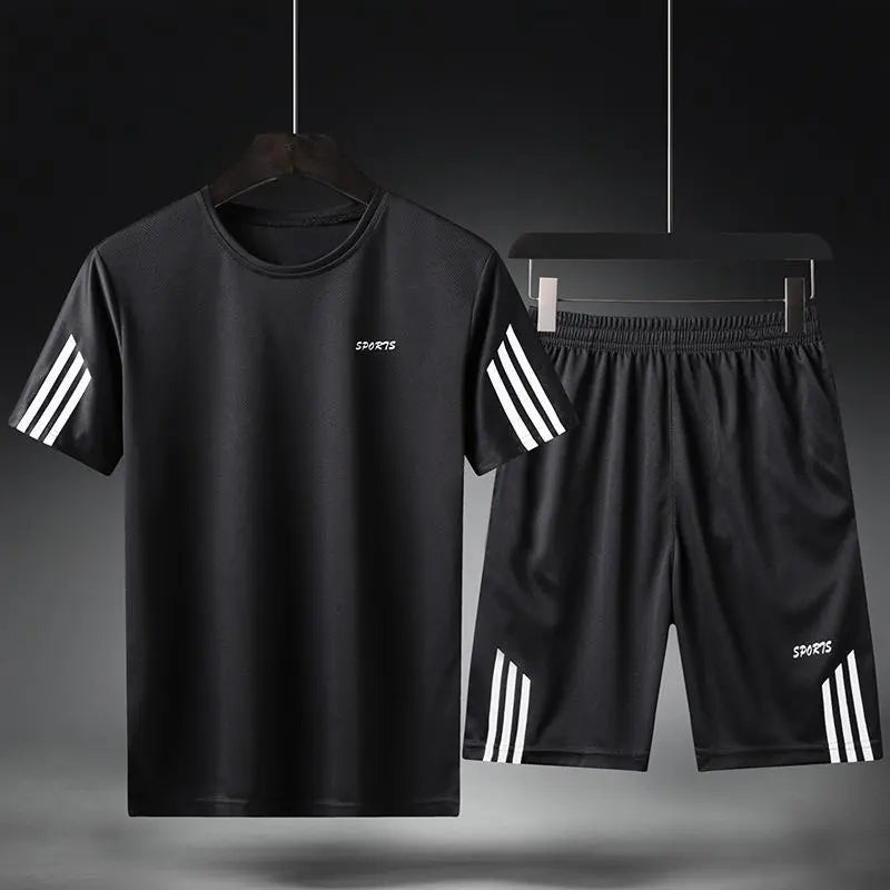 Men's Breathable Sports Casual T-Shirt And Shorts Set Various Colours