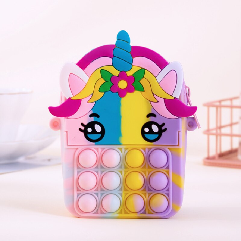 Pop Purse Silicone Sensory Push Pop Bubble Bag Crossbody Bag Antistress Toys Reliver Autism Handbag Coin Pouch for Kids
