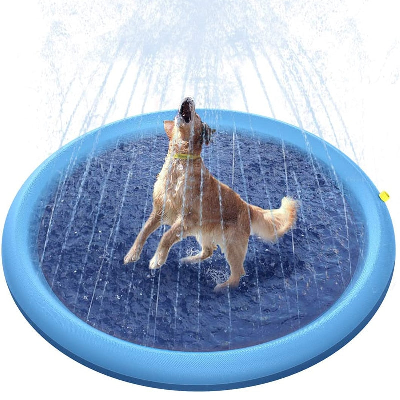 150/170cm Summer Pet Swimming Pool Inflatable Water Sprinkler Pad Play Cooling Mat Outdoor Interactive Fountain Toy for Dogs And Kids