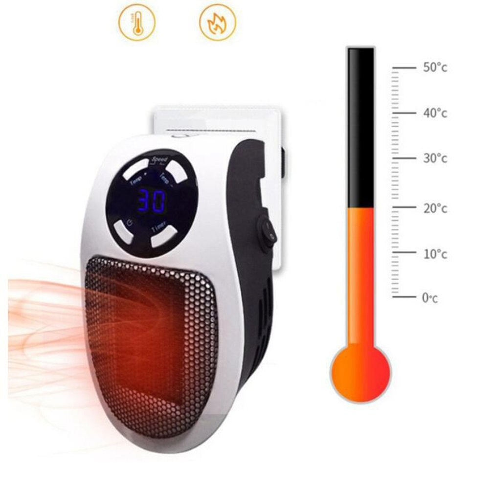 500W Mini Electric Air Heater Powerful Warm Blower Heater Plug in Wall Heater Room Heating Stove Radiator Remote Room Warmer