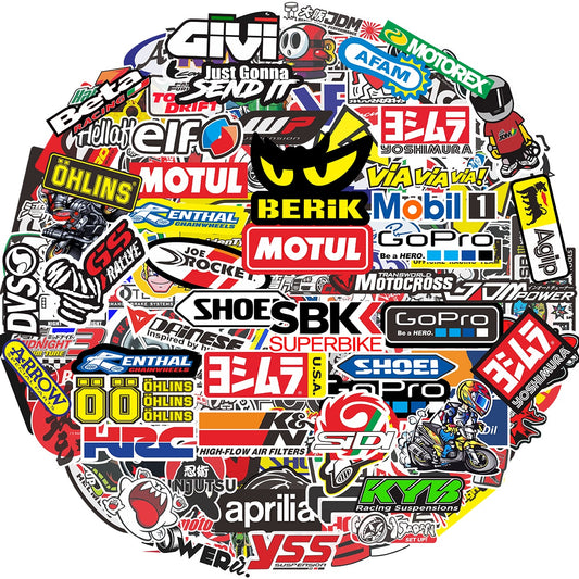 40/80pcs Random Motorcycle Stickers Decals Car Bike Helmet Tank Racing Sponsor Logo Set For Honda Yamaha Kawasaki Suzuki Ktm BMW