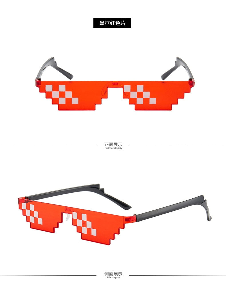 New Thug Life Mosaic Glasses Lady Sunglasses for Mens Womens 8 Bit Coding Pixel Trendy Cool Vintage Shades Eyewear 2023