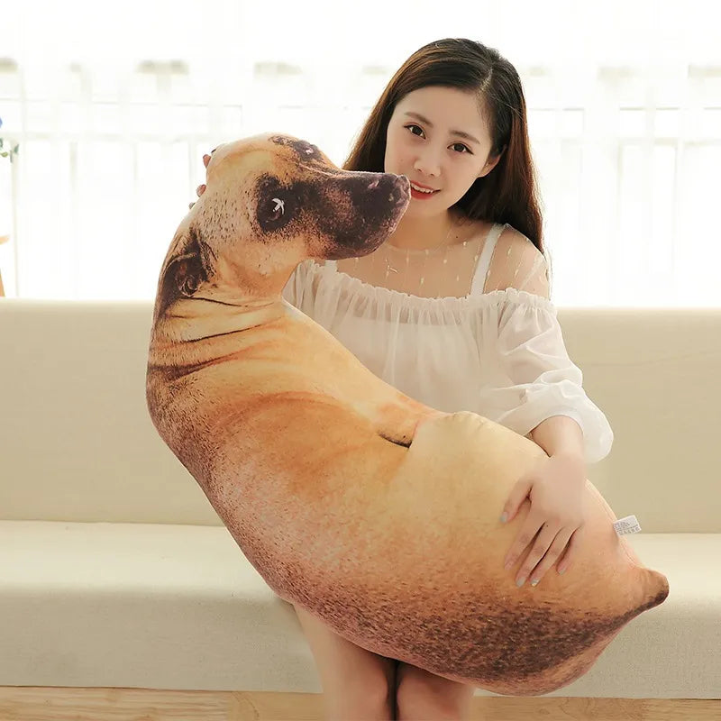 Printed Throw Pillow 3D Cute Lifelike Dog Cushion