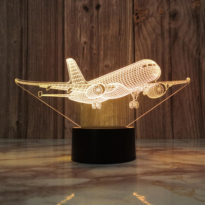 Airplane 3d Night Light Usb Plug-in Touch Table Nightlight Lamp