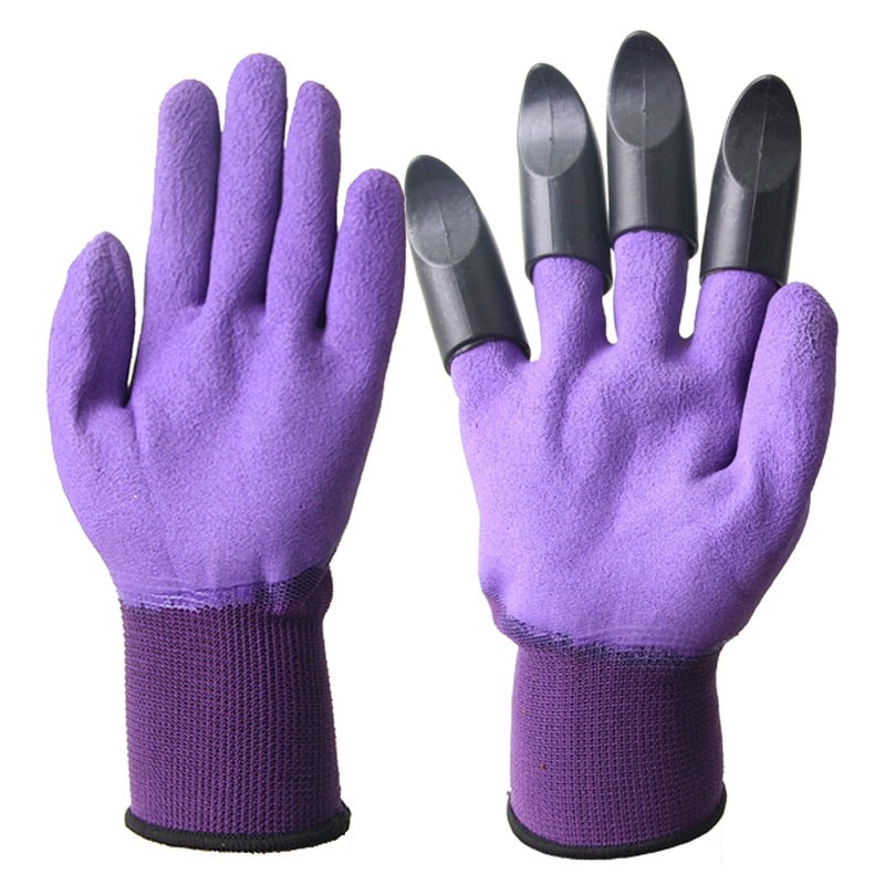 Garden Digging gloves with Labor claw Rubber Gardening dig planting waterproof outdoor Grass Pull l work  ABS Plastic 4/8 claw