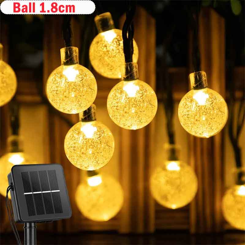 Waterproof Solar String Outdoor 100 LED Crystal Globe Lights Various Colours
