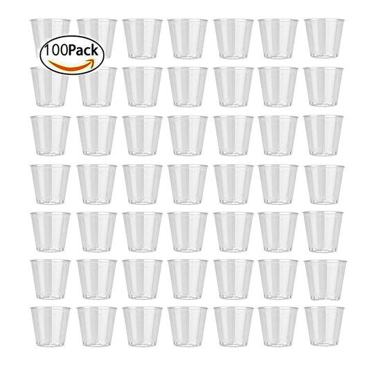 10-100PC 30ml Plastic Shot Glass Disposable Shooter Cups Disposable Clear Plastic Shot Glasses Tumblers Jelly Cups Portable Cups