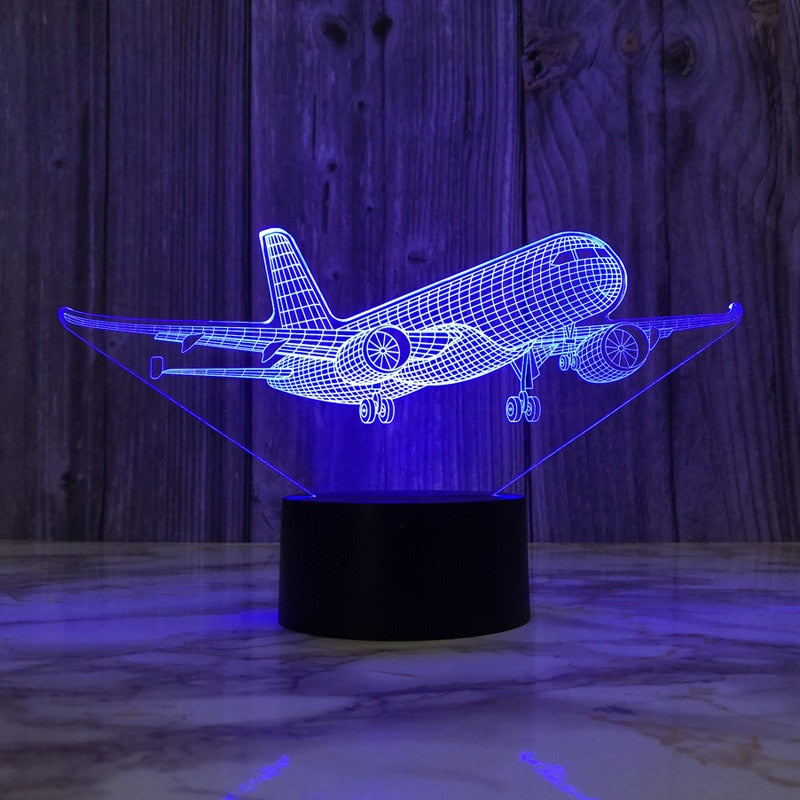 Airplane 3d Night Light Usb Plug-in Touch Table Nightlight Lamp