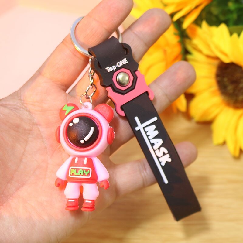 Cute PVC Colorful SpaceBear Keychain Handmade