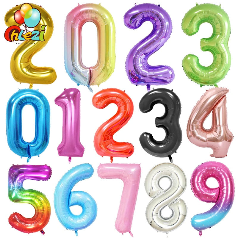 40Inch Big Foil Birthday Balloons Helium Number Balloon 0-9 Happy Birthday Wedding Party Decorations