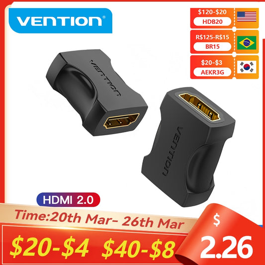 Vention HDMI Extender 4K HDMI 2.0 Female to Female Connector Cable Extension Adapter Coupler for PS4/3 TV Switch HDMI Extender