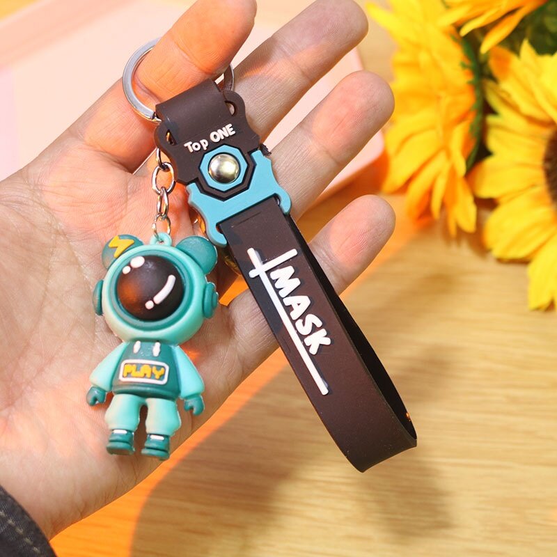 Cute PVC Colorful SpaceBear Keychain Handmade