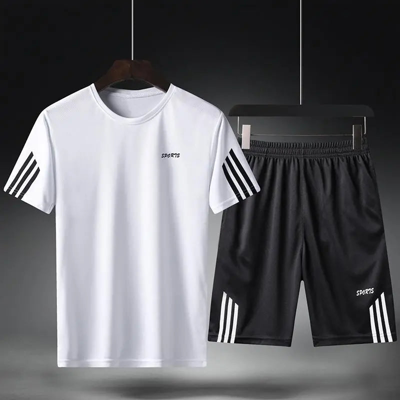 Men's Breathable Sports Casual T-Shirt And Shorts Set Various Colours
