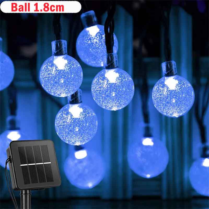 Waterproof Solar String Outdoor 100 LED Crystal Globe Lights Various Colours